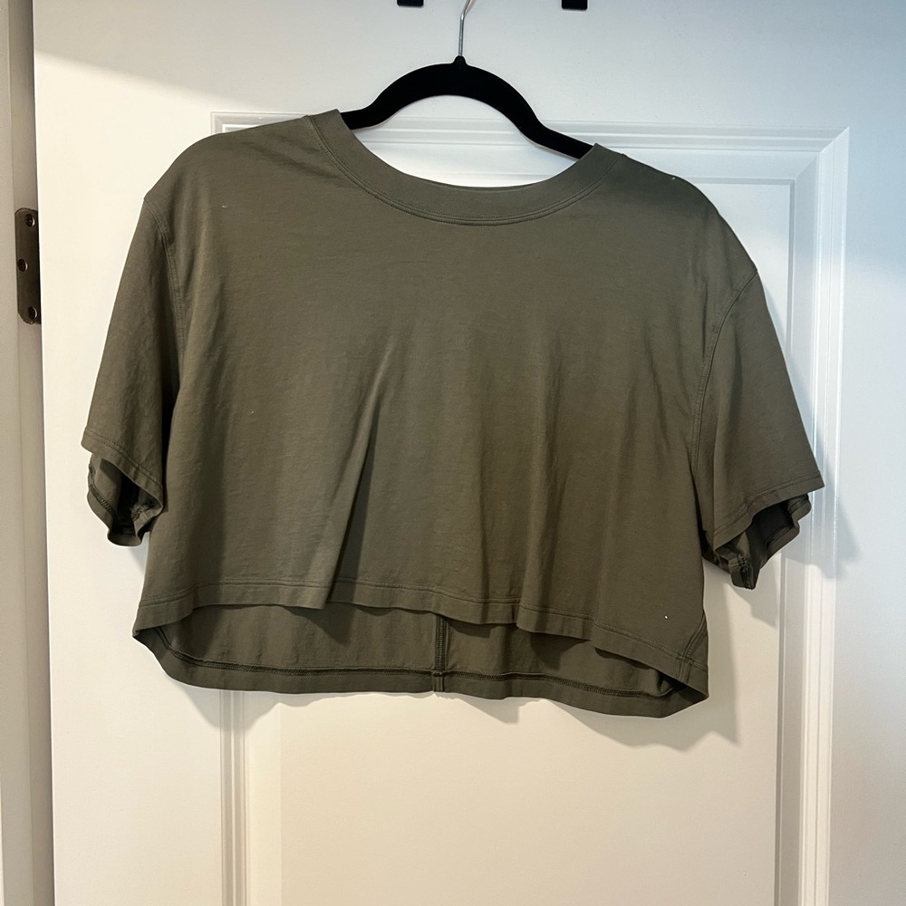 Lululemon Olive Green All Yours Cropped Tshirt